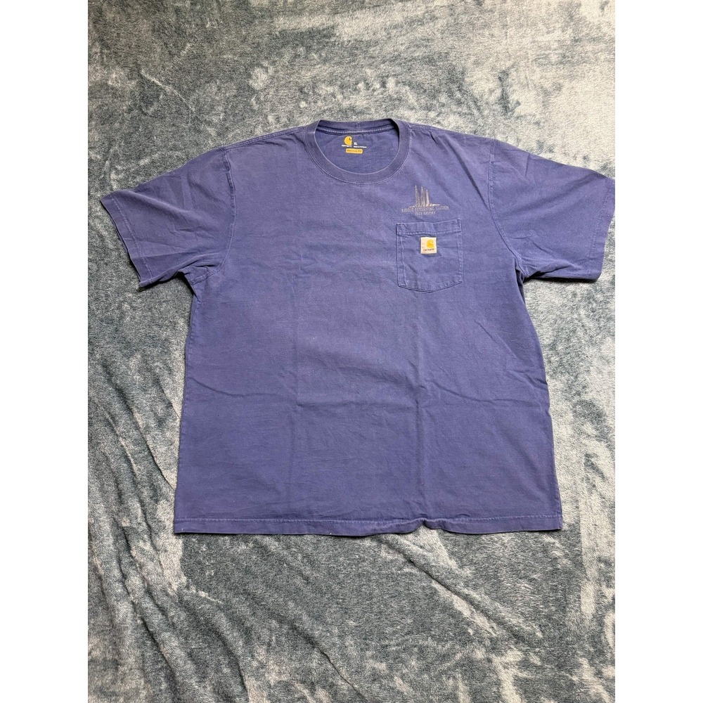 Carhartt Mens T-Shirt XL Faded Royal Blue Original Fit K87 Graphic Pocket Tee